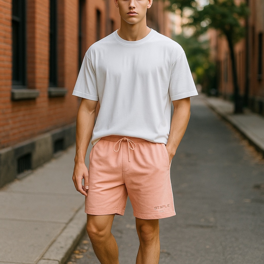 Staple Men's Soft Pink Athletic Shorts size medium